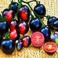 Egenskaper och beskrivning av Black Bunch-tomatsorten, dess utbyte