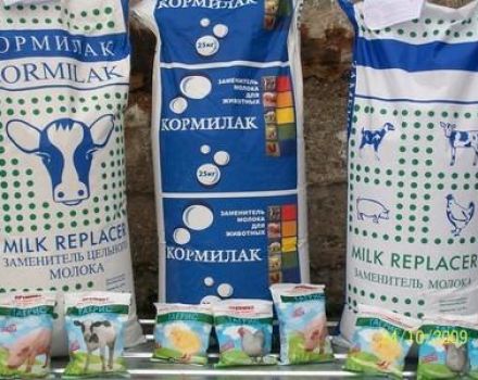 Instruktioner för användning och sammansättning av Kormilak för kalvar, utfodringshastigheter