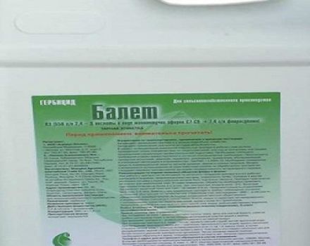 Pokyny na použitie herbicídov Balet, zloženie a forma uvoľňovania produktu