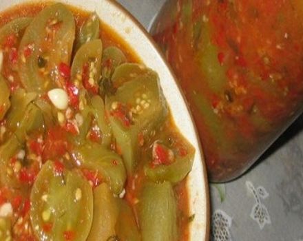 Steg för steg recept för gröna tomater i tomat för vintern