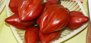 Variedades, características y descripciones de las variedades de tomate en forma de pimiento, su rendimiento y cultivo.