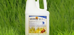 Instructies voor het gebruik van fungicide Kazumin, consumptiesnelheden en analogen