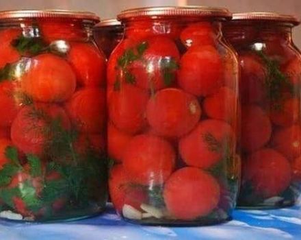6 steg-för-steg recept för betning av tomater med vitlök inuti en tomat för vintern