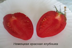 Beschreibung der Tomatensorte Deutsche Rote Erdbeere, ihre Eigenschaften und Ertrag