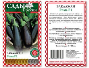Description of the Roma f1 eggplant variety, its characteristics and yield