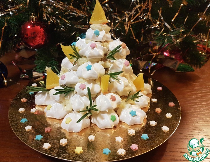 Meringue kerstboom cake
