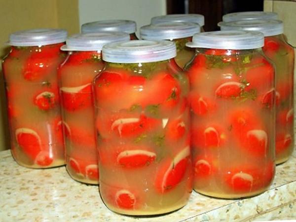 studené nakladané paradajky na zimu